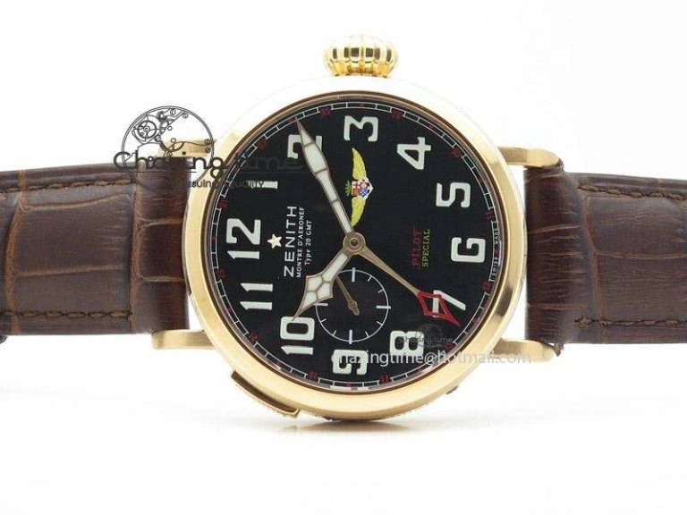 Pilot Type 20 Extra Special RG 47mm Black Dial Camouflage Markers On Brown Asso Strap A23J