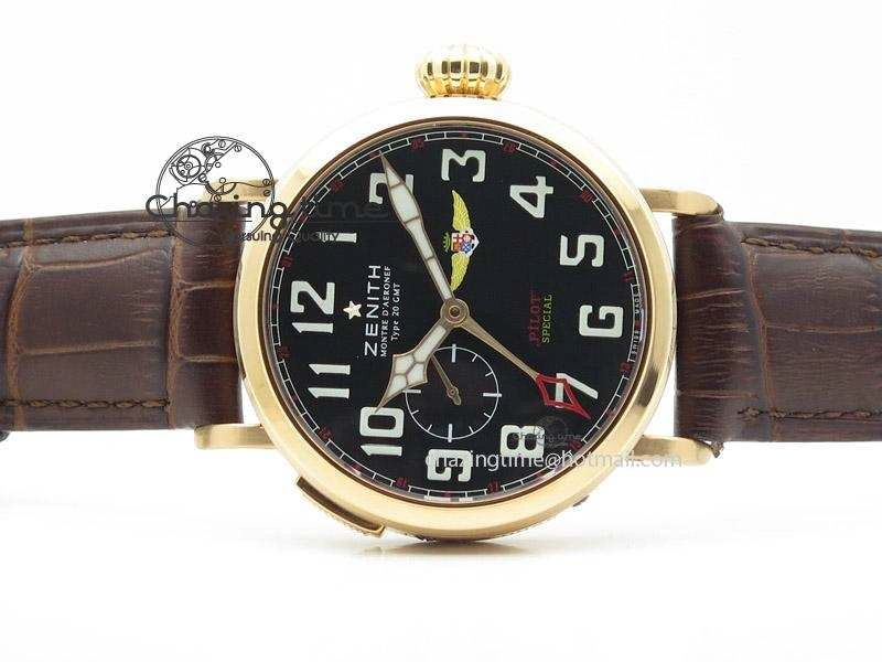 Pilot Type 20 Extra Special RG 47mm Black Dial Camouflage Markers On Brown Asso Strap A23J