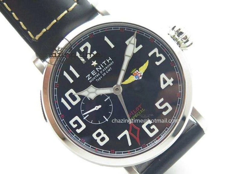 Pilot Type 20 Extra Special SS 47mm Black Dial On black Asso Strap A23J