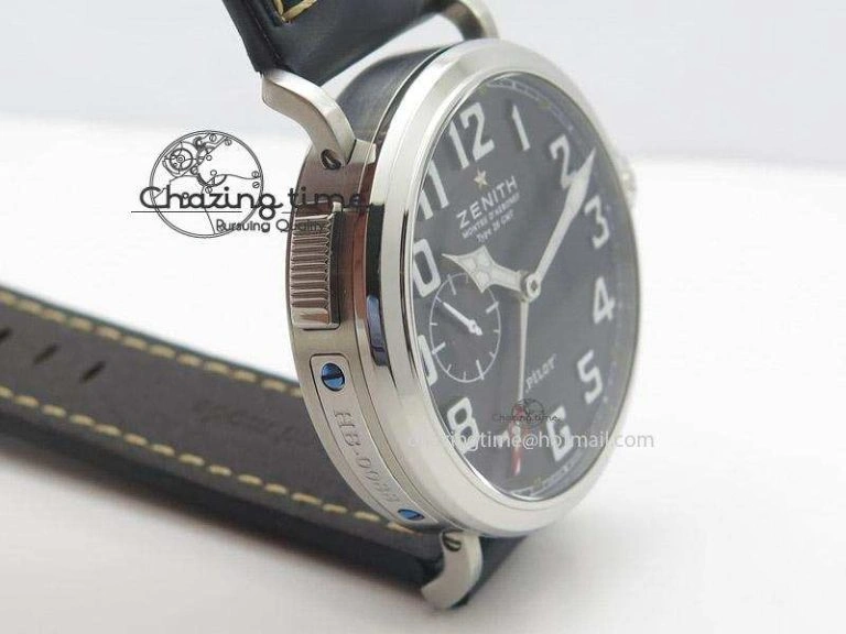 Pilot Type 20 Extra Special SS 47mm Black Dial on black Asso Strap A23J