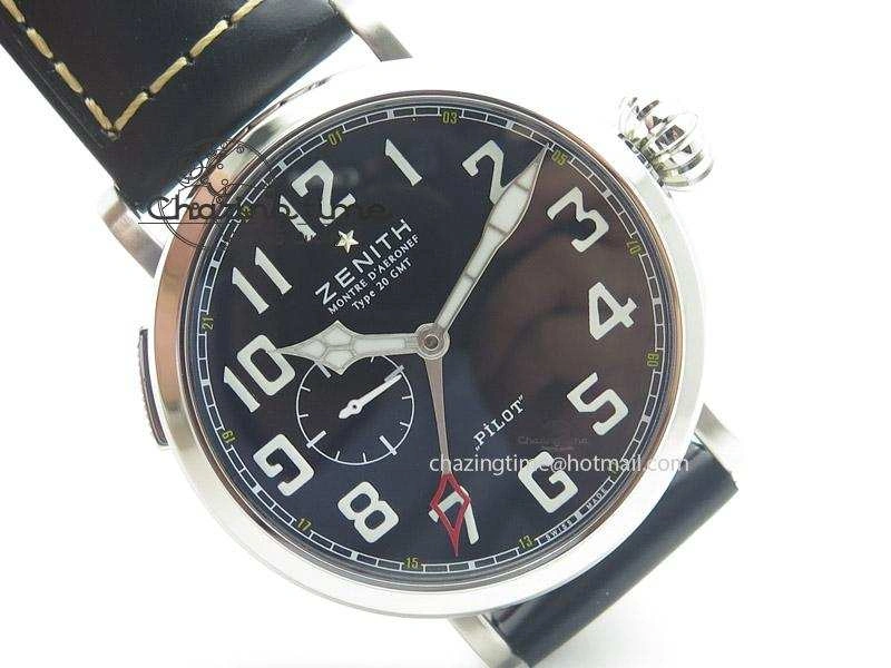 Pilot Type 20 Extra Special SS 47mm Black Dial on black Asso Strap A23J