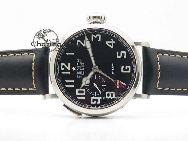 Pilot Type 20 Extra Special SS 47mm Black Dial on black Asso Strap A23J