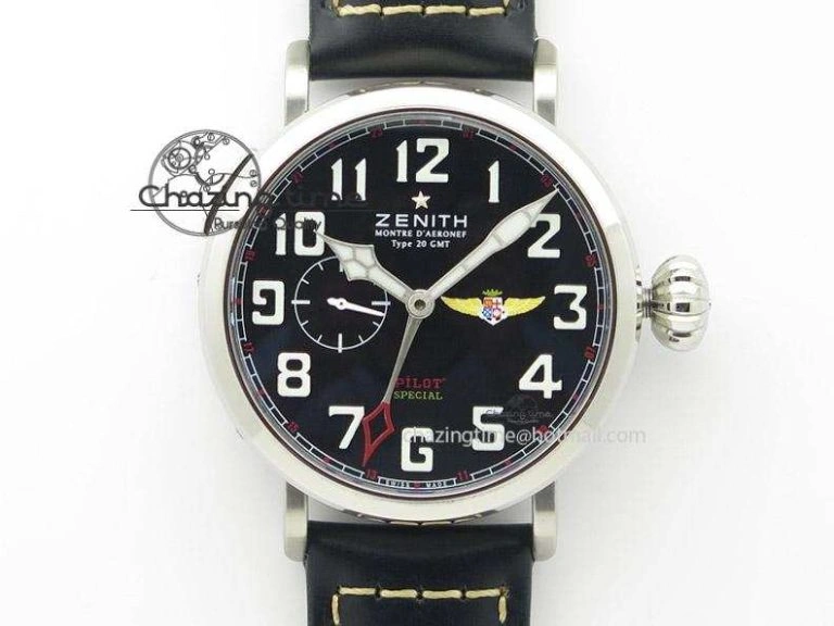 Pilot Type 20 Extra Special V6F 1:1 Best Edition SS 45mm Black Dial On Brown Asso Strap A2824