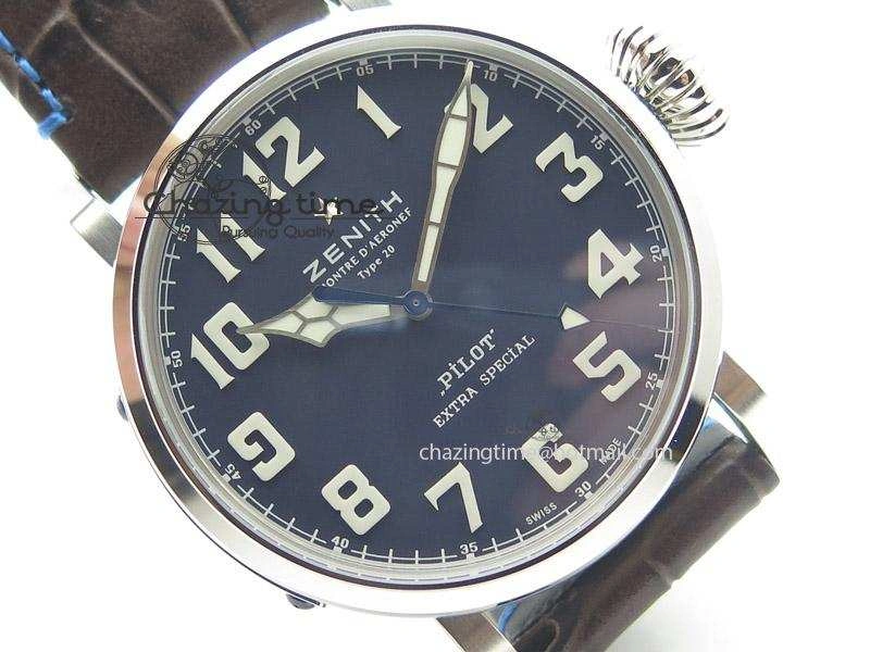 Pilot Type 20 Extra Special V6F 1:1 Best Edition SS 45mm Blue Dial On Brown Leather Strap A2824