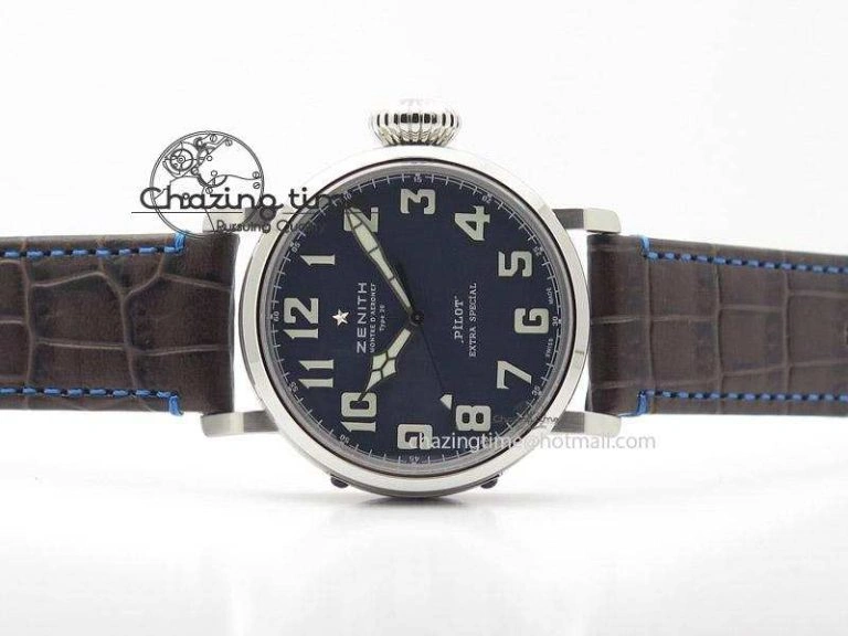 Pilot Type 20 Extra Special V6F 1:1 Best Edition SS 45mm Blue Dial On Brown Leather Strap A2824