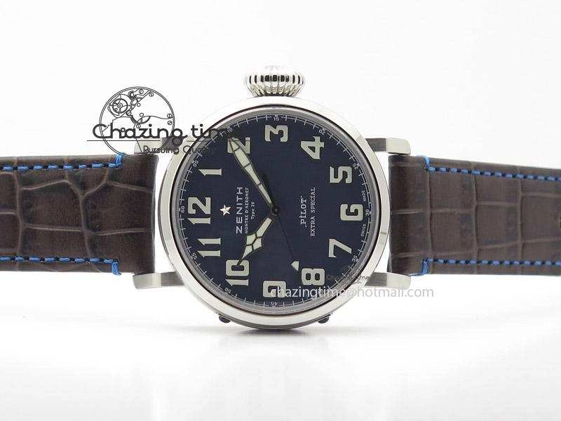 Pilot Type 20 Extra Special V6F 1:1 Best Edition SS 45mm Blue Dial On Brown Leather Strap A2824