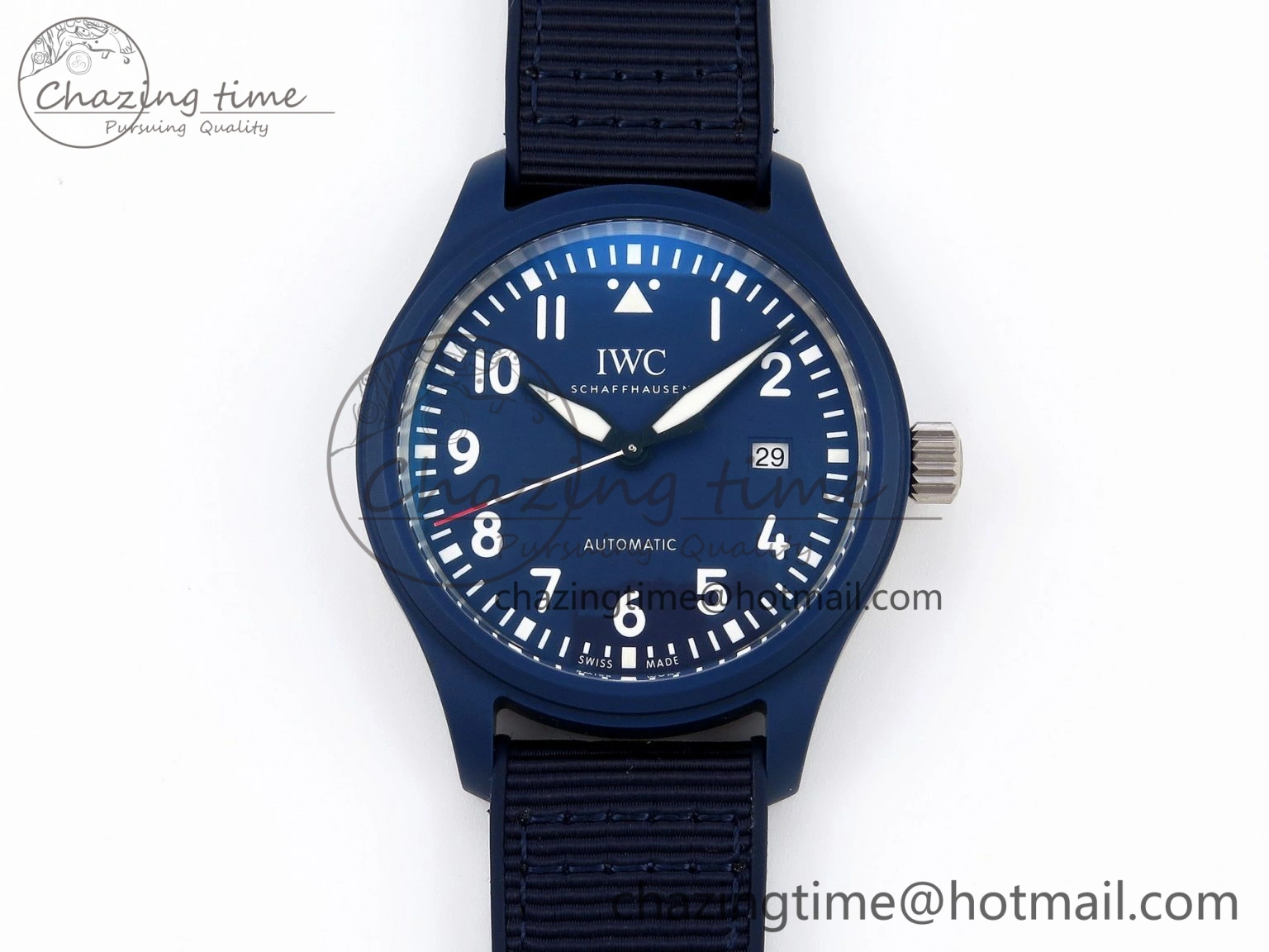 Pilot’s Watch Laureus Blue Ceramic IW328101 ZF 1:1 Best Edition on Blue Nylon Strap A32111