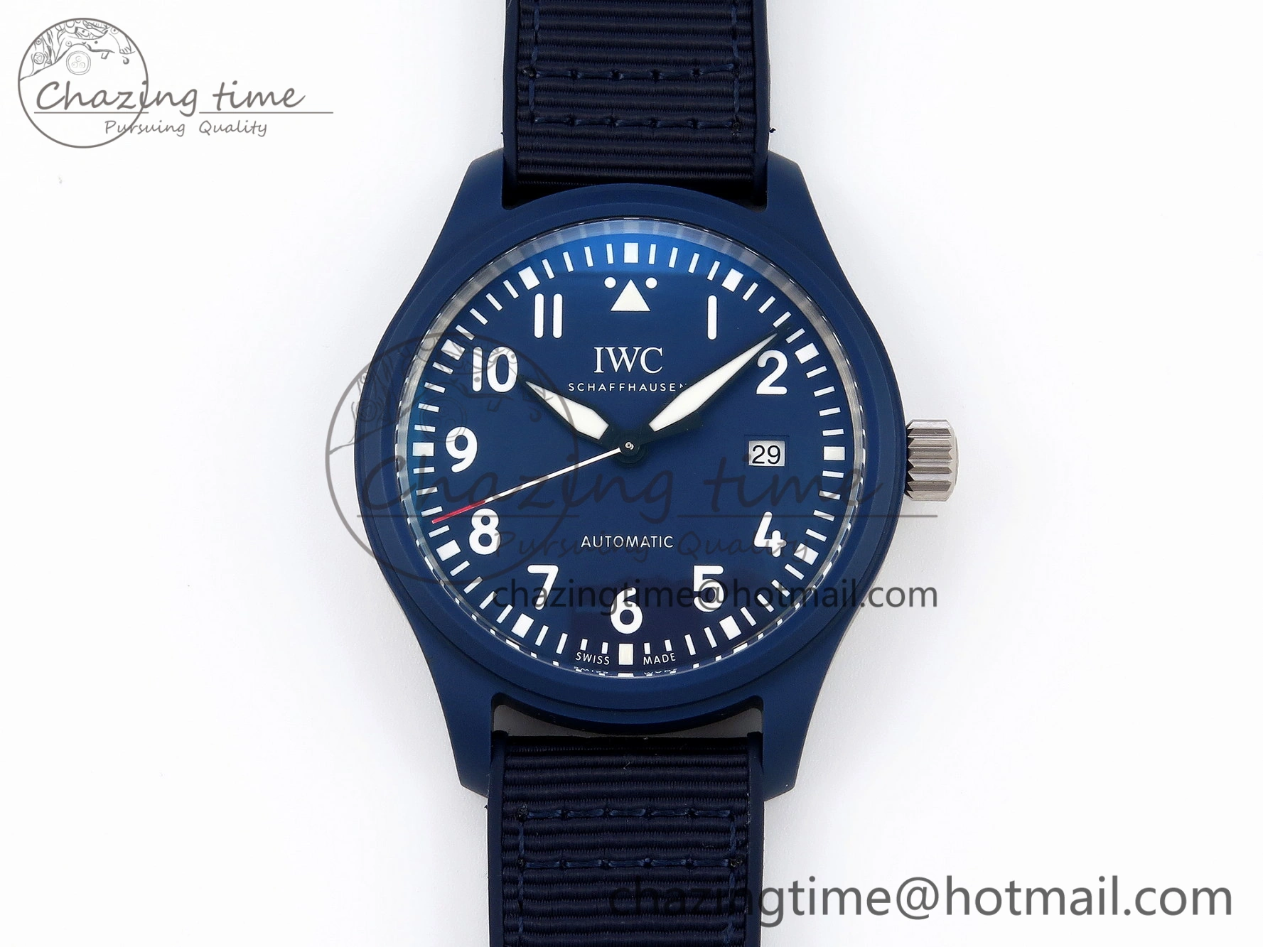 Pilot’s Watch Laureus Blue Ceramic IW328101 ZF 1:1 Best Edition on Blue Nylon Strap A32111