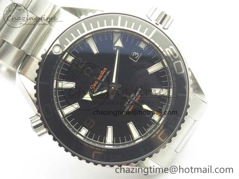 Planet Ocean 2016 43.5mm SS Black Bezel OM 1:1 Best Edition Black Dial on SS Bracelet A8900 V2
