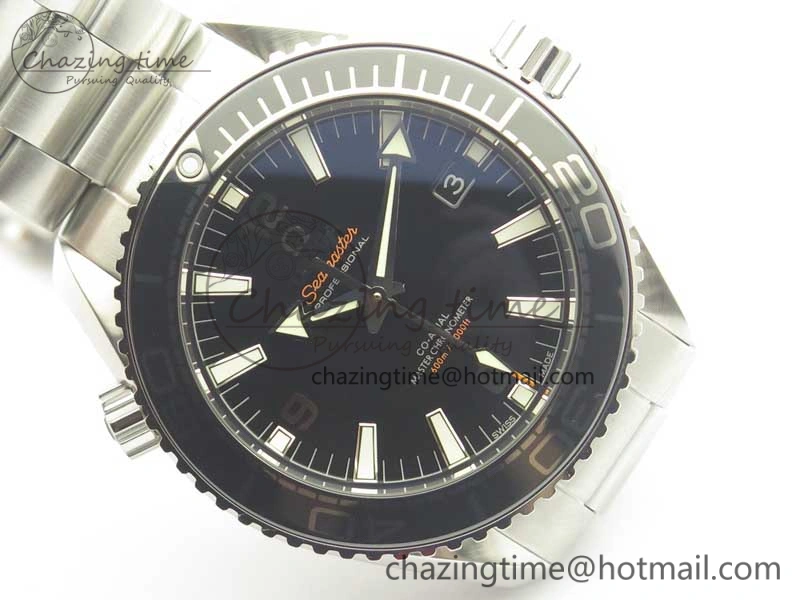 Planet Ocean 2016 43.5mm SS Black Bezel OM 1:1 Best Edition Black Dial on SS Bracelet A8900 V2