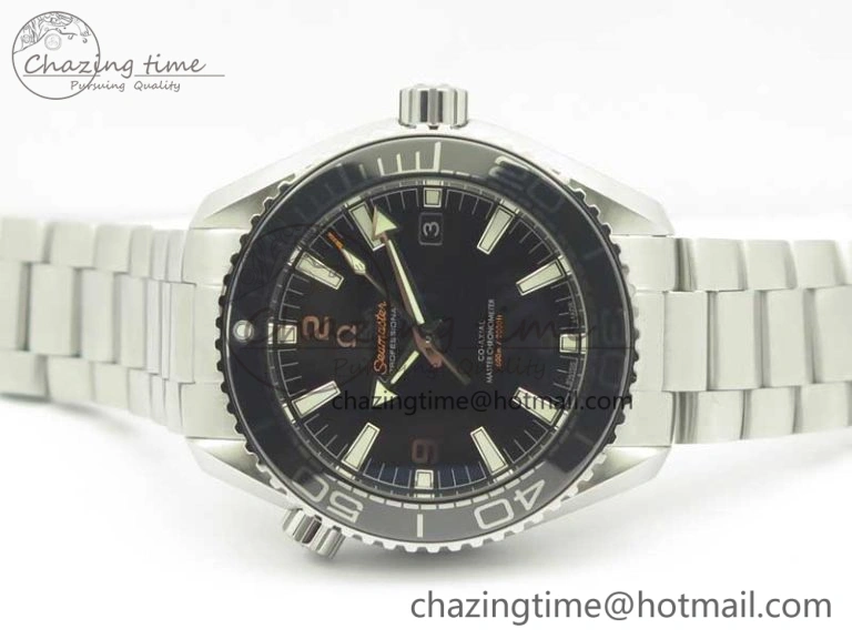 Planet Ocean 2016 43.5mm SS Black Bezel OM 1:1 Best Edition Black Dial on SS Bracelet A8900 V2