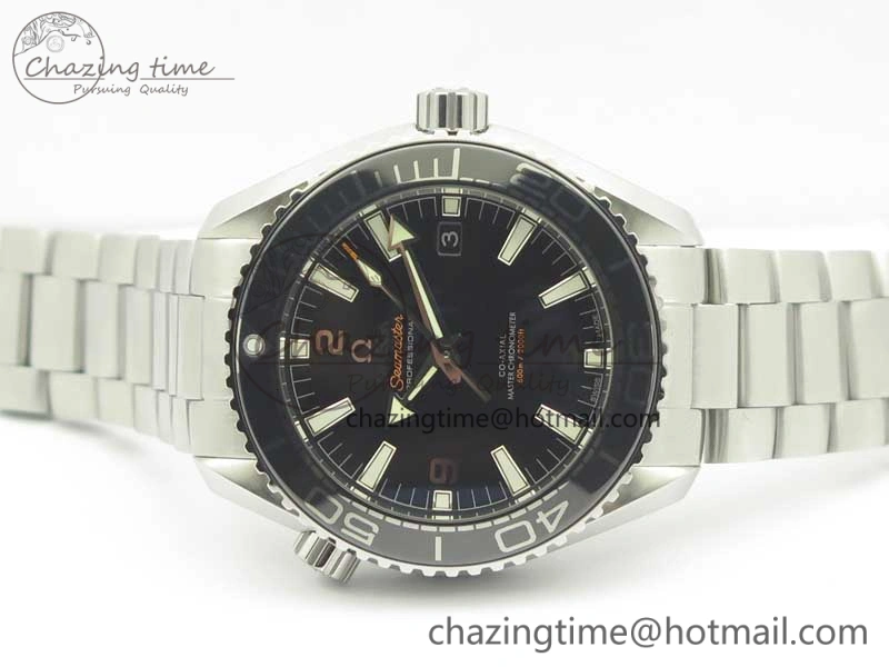 Planet Ocean 2016 43.5mm SS Black Bezel OM 1:1 Best Edition Black Dial on SS Bracelet A8900 V2
