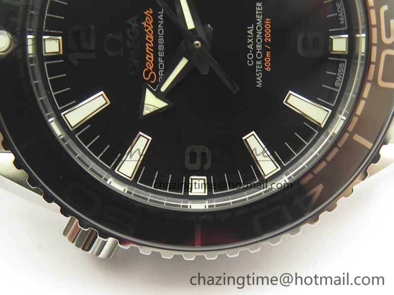 Planet Ocean 2016 43.5mm SS Black Bezel OM 1:1 Best Edition Black Dial on SS Bracelet A8900 V2