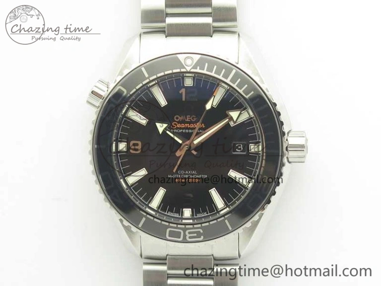 Planet Ocean 2016 43.5mm SS Black Bezel OM 1:1 Best Edition Black Dial on SS Bracelet A8900 V2