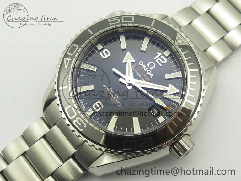 Planet Ocean 2016 43.5mm SS Black Bezel OM 1:1 Best Edition Black Dial on SS Bracelet A8900 V2