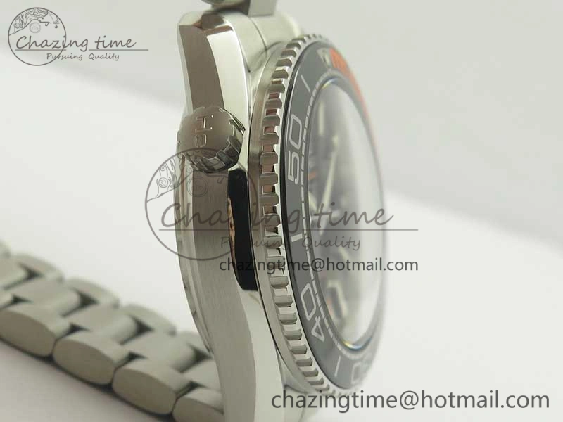 Planet Ocean 2016 43.5mm SS Black Orange Bezel OM 1:1 Best Edition Black Dial on SS Bracelet A8900 V2