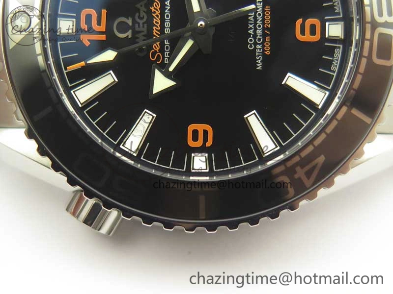 Planet Ocean 2016 43.5mm SS Black Orange Bezel OM 1:1 Best Edition Black Dial on SS Bracelet A8900 V2