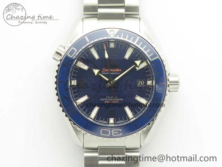 Planet Ocean 2016 43.5mm SS Blue Bezel OM 1:1 Best Edition Blue Dial on SS Bracelet A8900 V2