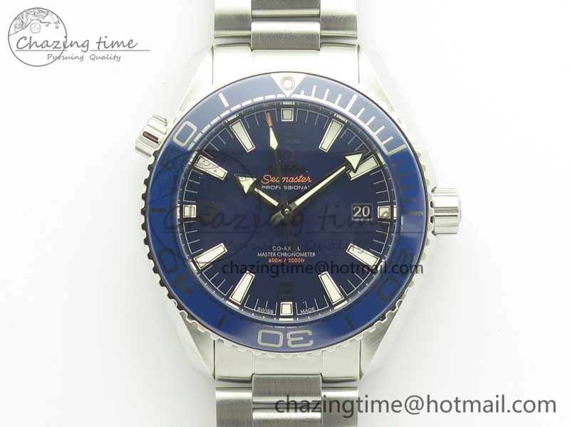 Planet Ocean 2016 43.5mm SS Blue Bezel OM 1:1 Best Edition Blue Dial on SS Bracelet A8900 V2