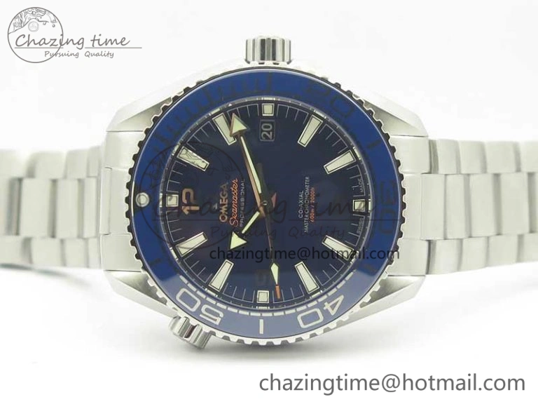 Planet Ocean 2016 43.5mm SS Blue Bezel OM 1:1 Best Edition Blue Dial on SS Bracelet A8900 V2