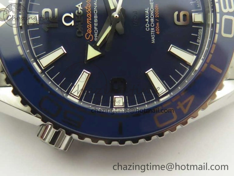 Planet Ocean 2016 43.5mm SS Blue Bezel OM 1:1 Best Edition Blue Dial on SS Bracelet A8900 V2