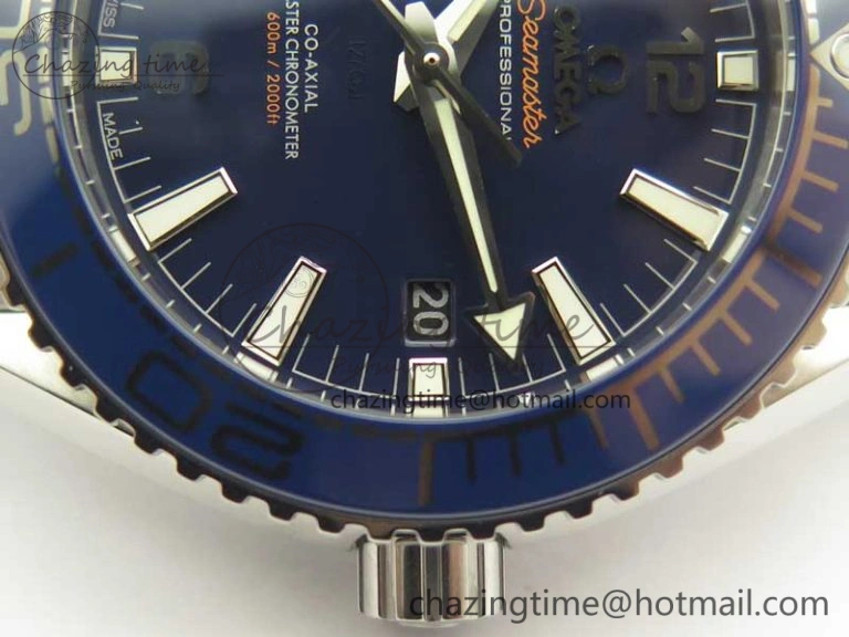 Planet Ocean 2016 43.5mm SS Blue Bezel OM 1:1 Best Edition Blue Dial on SS Bracelet A8900 V2