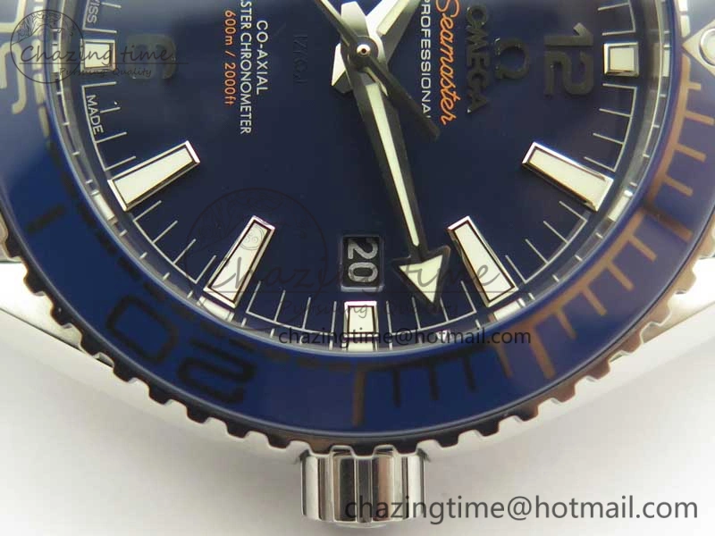 Planet Ocean 2016 43.5mm SS Blue Bezel OM 1:1 Best Edition Blue Dial on SS Bracelet A8900 V2