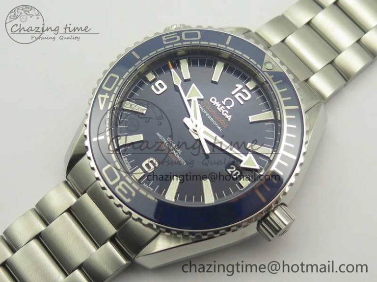 Planet Ocean 2016 43.5mm SS Blue Bezel OM 1:1 Best Edition Blue Dial on SS Bracelet A8900 V2