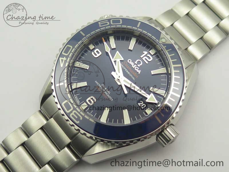 Planet Ocean 2016 43.5mm SS Blue Bezel OM 1:1 Best Edition Blue Dial on SS Bracelet A8900 V2