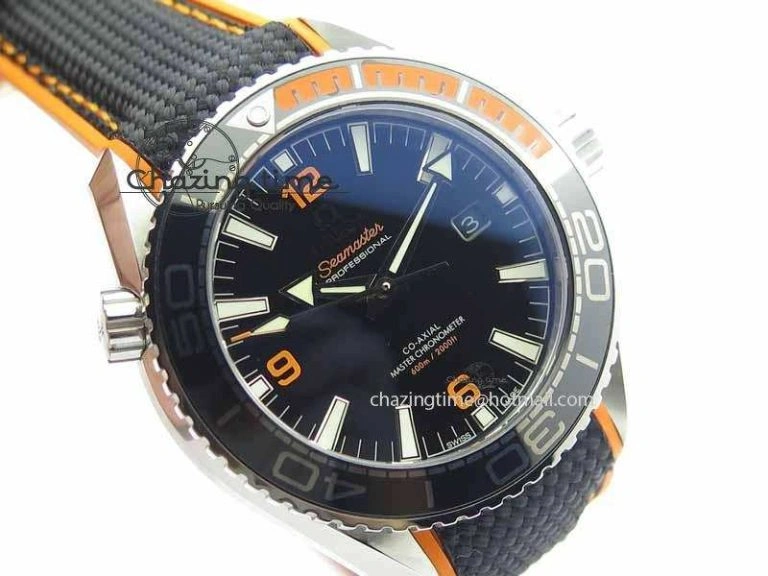 Planet Ocean 2016 43.5mm SS OM 1:1 Best Edition Black Dial On Black Nylon Strap A8900