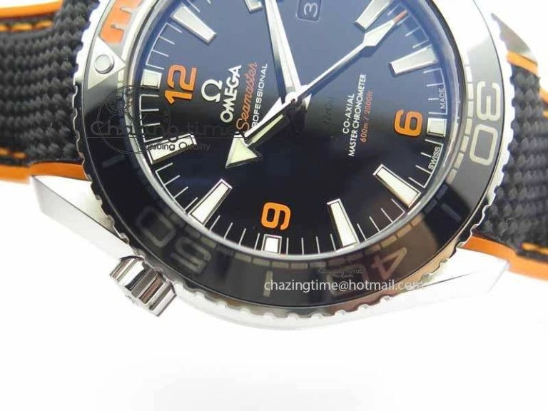 Planet Ocean 2016 43.5mm SS OM 1:1 Best Edition Black Dial On Black Nylon Strap A8900