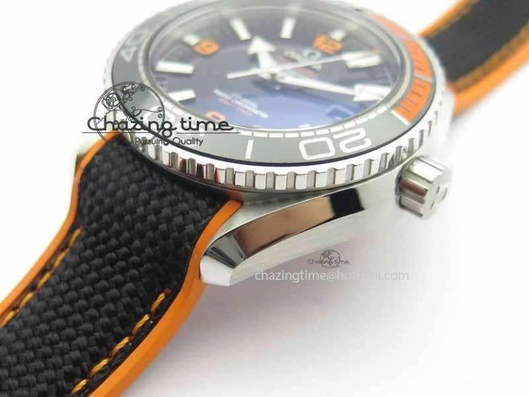 Planet Ocean 2016 43.5mm SS OM 1:1 Best Edition Black Dial On Black Nylon Strap A8900