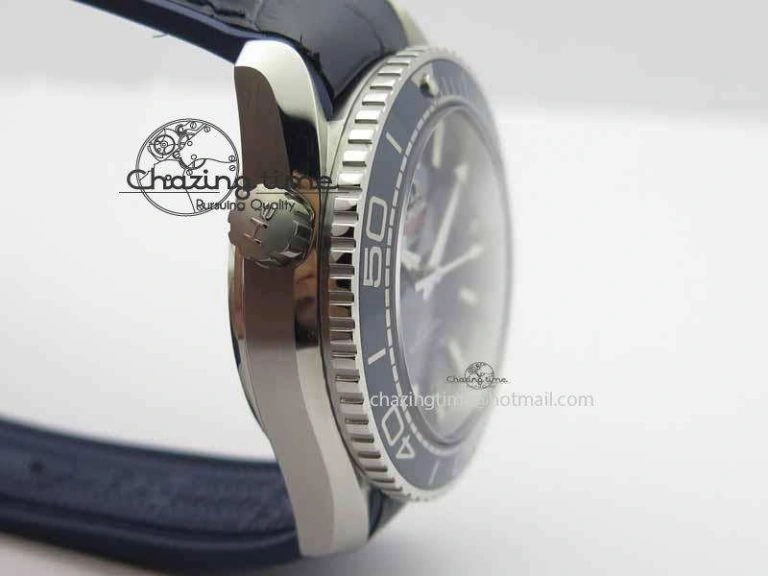 Planet Ocean 2016 43.5mm SS OM 1:1 Best Edition Blue Dial On Blue Leather Strap A8900