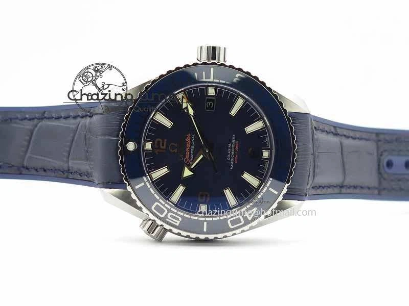 Planet Ocean 2016 43.5mm SS OM 1:1 Best Edition Blue Dial On Blue Leather Strap A8900