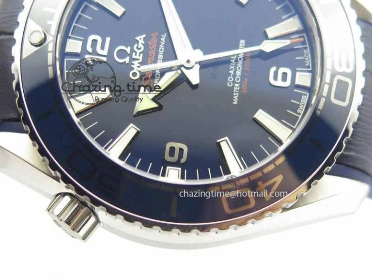 Planet Ocean 2016 43.5mm SS OM 1:1 Best Edition Blue Dial On Blue Leather Strap A8900