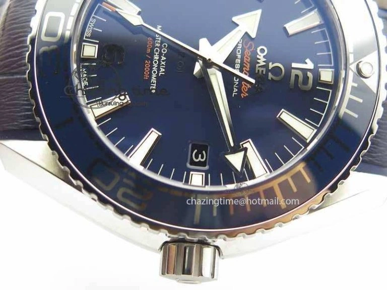Planet Ocean 2016 43.5mm SS OM 1:1 Best Edition Blue Dial On Blue Leather Strap A8900
