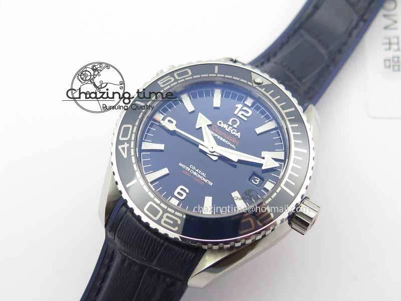 Planet Ocean 2016 43.5mm SS OM 1:1 Best Edition Blue Dial On Blue Leather Strap A8900