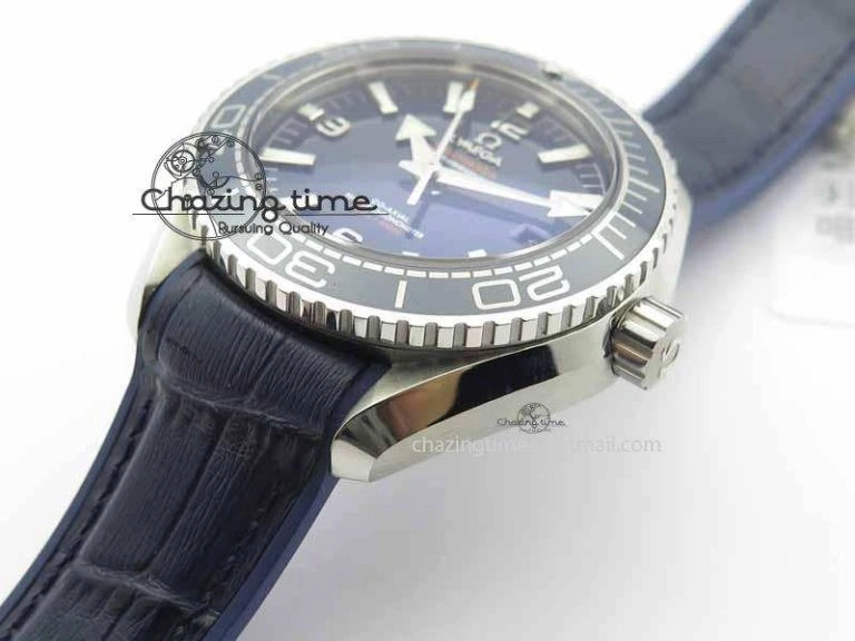 Planet Ocean 2016 43.5mm SS OM 1:1 Best Edition Blue Dial On Blue Leather Strap A8900