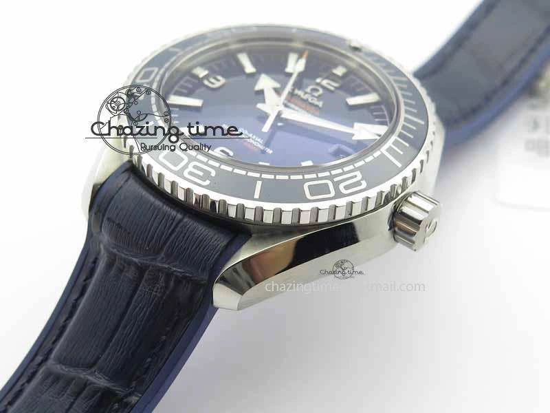 Planet Ocean 2016 43.5mm SS OM 1:1 Best Edition Blue Dial On Blue Leather Strap A8900