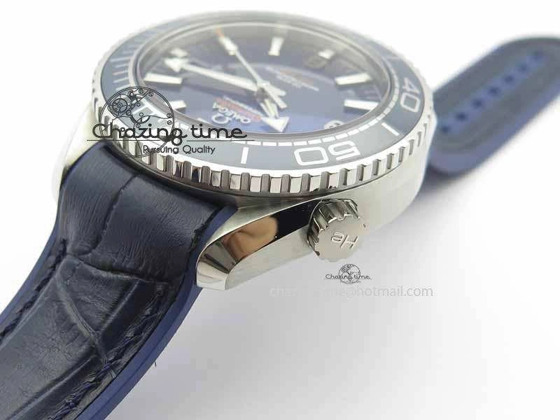 Planet Ocean 2016 43.5mm SS OM 1:1 Best Edition Blue Dial On Blue Leather Strap A8900