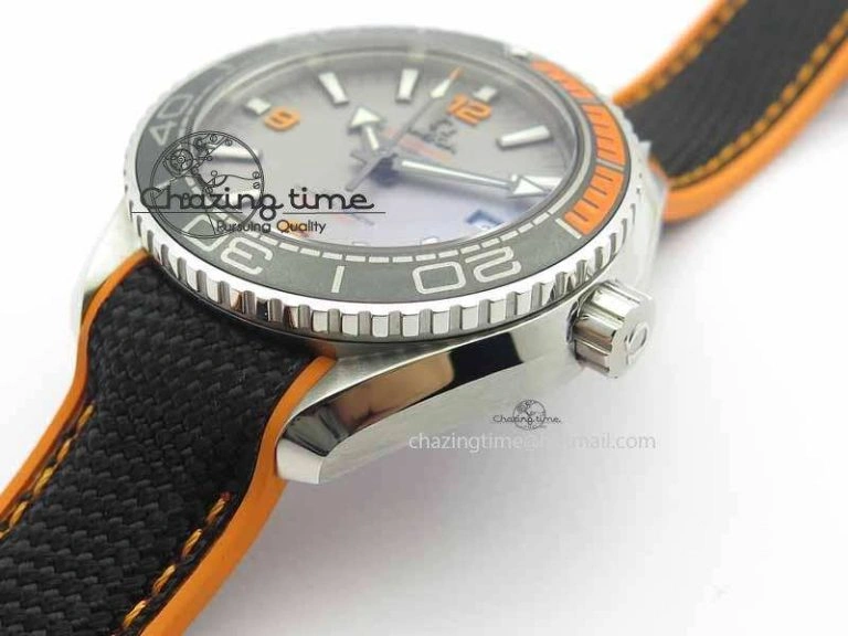 Planet Ocean 2016 43.5mm SS OM 1:1 Best Edition Gray Dial On Black Nylon Strap A8900