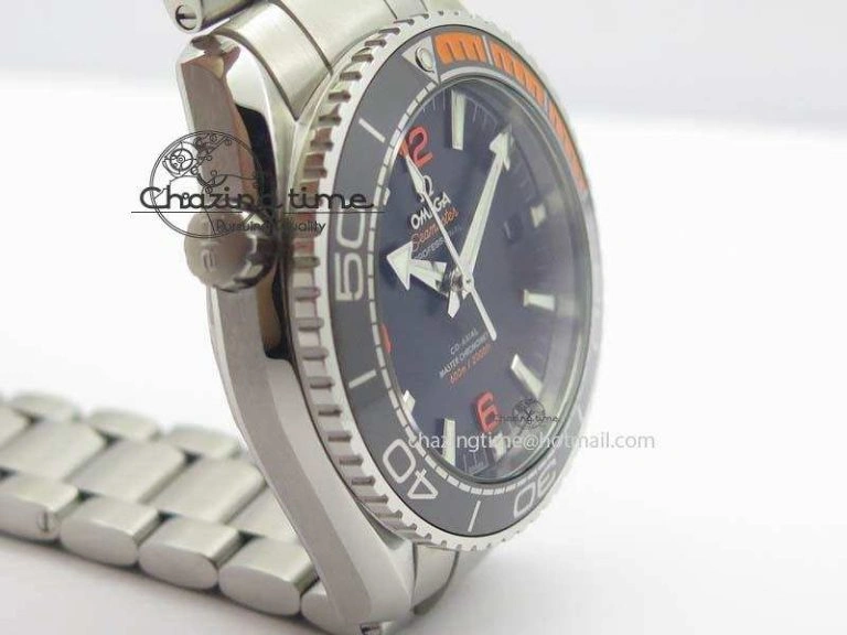 Planet Ocean 2016 43.5mm SS Orange Bezel BP 1:1 Best Edition Black Dial On SS Bracelet A8900