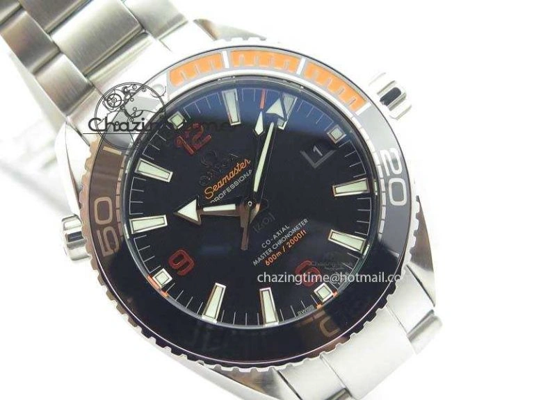 Planet Ocean 2016 43.5mm SS Orange Bezel BP 1:1 Best Edition Black Dial On SS Bracelet A8900