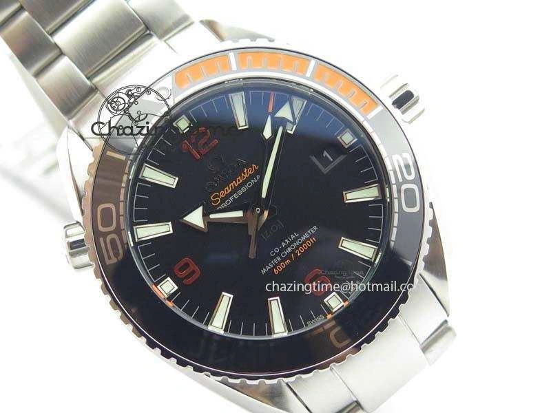 Planet Ocean 2016 43.5mm SS Orange Bezel BP 1:1 Best Edition Black Dial On SS Bracelet A8900