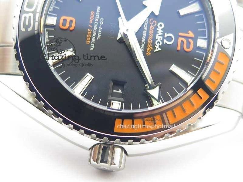 Planet Ocean 2016 43.5mm SS Orange Bezel BP 1:1 Best Edition Black Dial On SS Bracelet A8900
