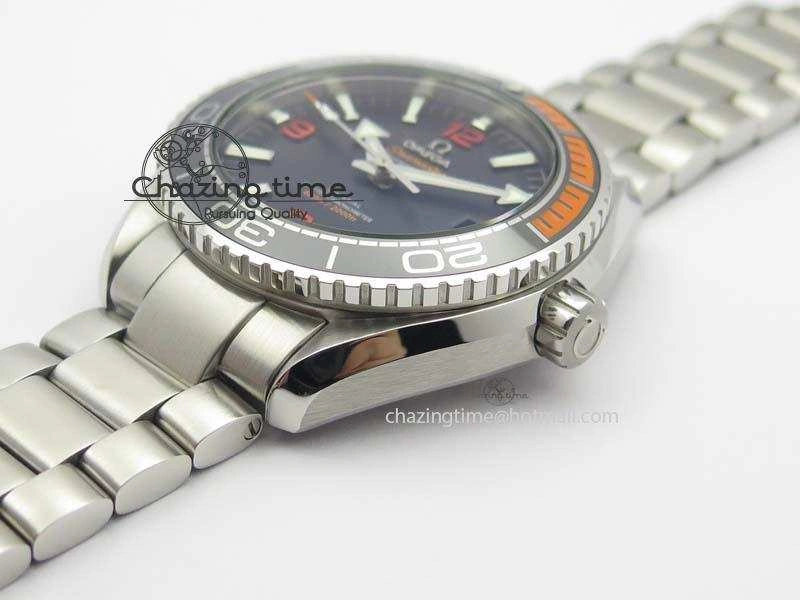 Planet Ocean 2016 43.5mm SS Orange Bezel BP 1:1 Best Edition Black Dial On SS Bracelet A8900
