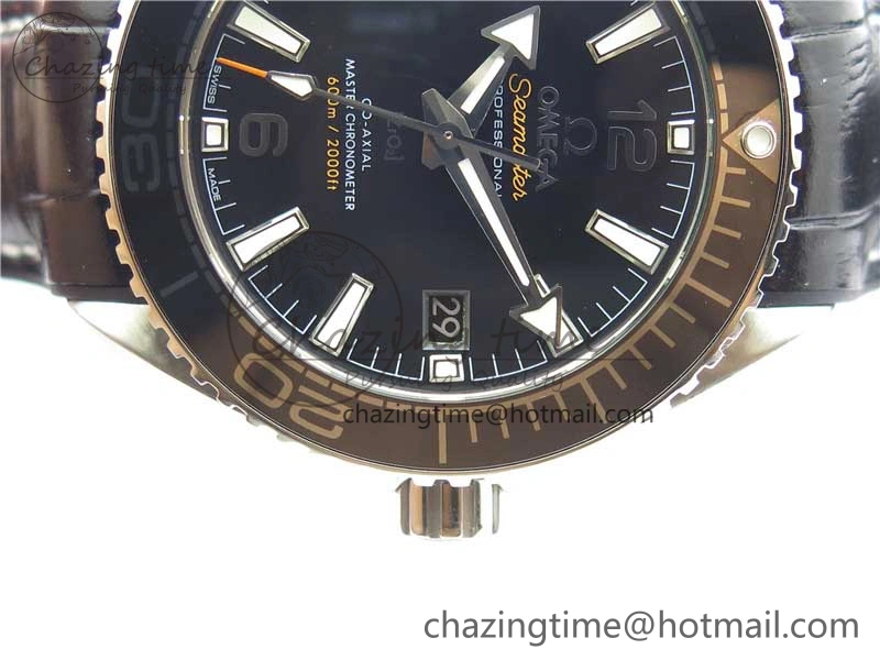 Planet Ocean 39.5mm Black Ceramic Bezel SS VSF 1:1 Best Edition Black Dial on Black Gummy Strap A8800
