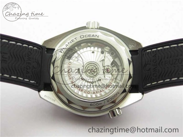 Planet Ocean 39.5mm Black Ceramic Bezel SS VSF 1:1 Best Edition Black Dial on Black Gummy Strap A8800