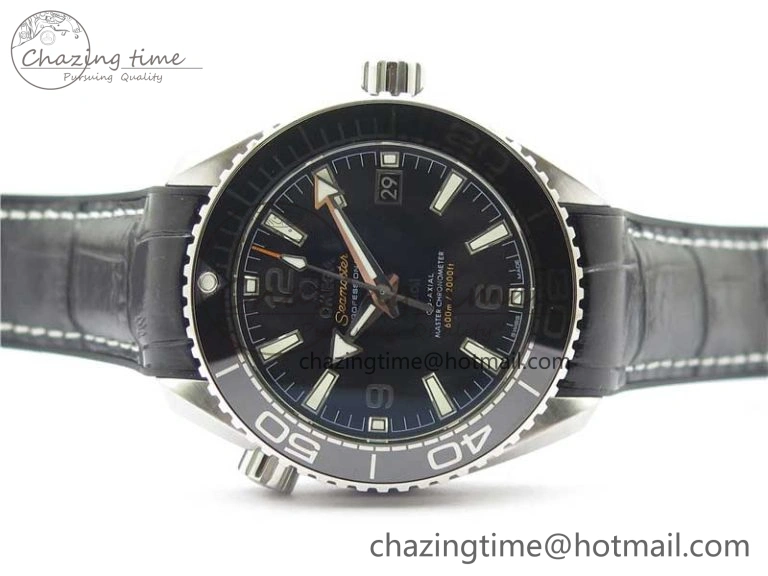 Planet Ocean 39.5mm Black Ceramic Bezel SS VSF 1:1 Best Edition Black Dial on Black Gummy Strap A8800