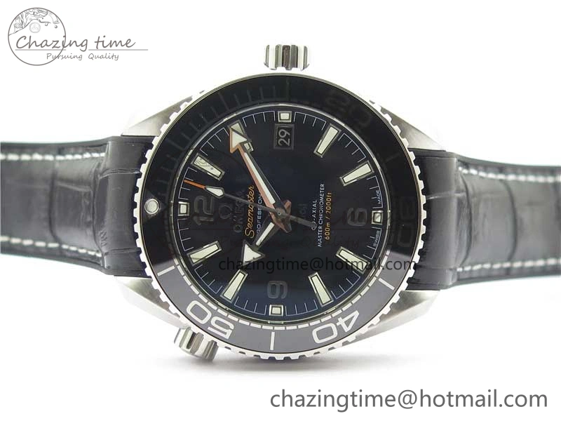Planet Ocean 39.5mm Black Ceramic Bezel SS VSF 1:1 Best Edition Black Dial on Black Gummy Strap A8800